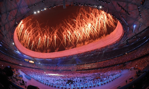 Ceremonia otwarcia Letnich Igrzysk Olimpijskich na Stadionie Narodowym w Pekinie w 2008 r.